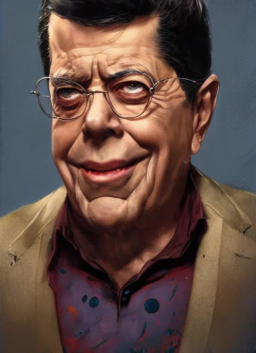 Image similar to Portrait Jerry Lewis, marvel comics, dark, intricate, highly detailed, smooth, artstation, digital illustration by Ruan Jia and Mandy Jurgens and Artgerm and Wayne Barlowe and Greg Rutkowski and Frank Frazetta