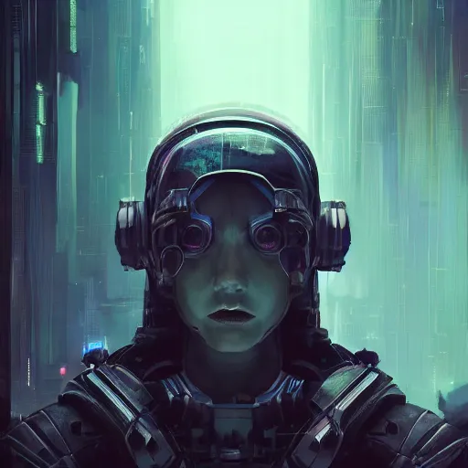 Image similar to it isn't all bad. darkness is where the stars are, set in the future 2 1 5 0, highly detailed face, very intricate, symmetrical, cinematic lighting, award - winning epic painting, painted by mandy jurgens, pan futurism, dystopian, bold colors, dark vibes, cyberpunk, groovy vibe, wispy smoke, anime aesthetic, featured on artstation