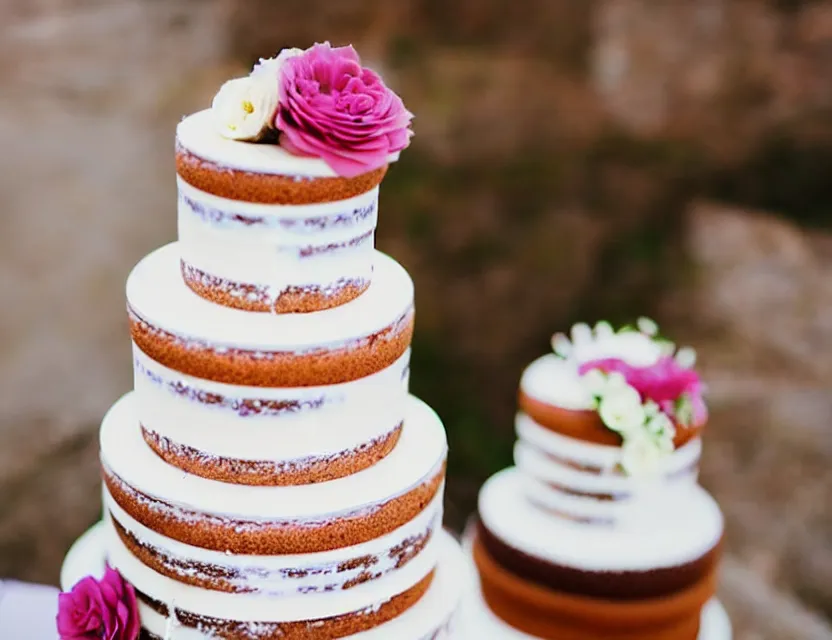 Prompt: grandpa wedding cake with flowers