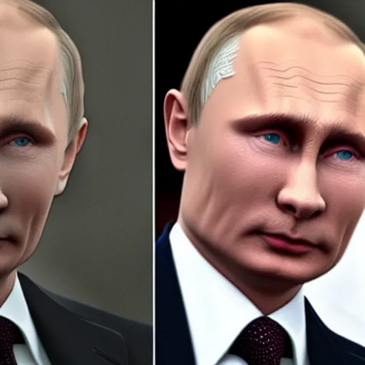 Image similar to vladimir putin crossed with voldemort