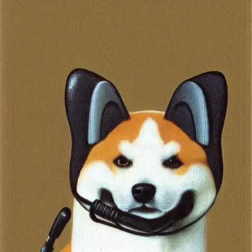 Prompt: a shiba inu with headphones ， mannerism, mannerist ( 1 5 0 0 - 1 6 0 0 ) ， - h 1 0 2 4