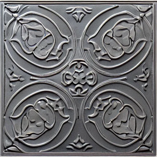 Prompt: Art nouveau ceiling tile, minimal, embossed