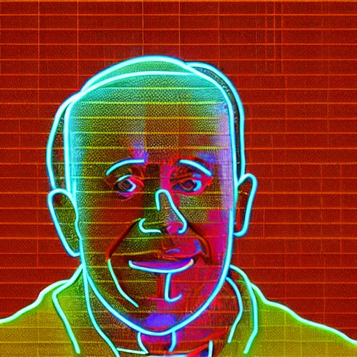 Image similar to neon pope francis, 3 d render, post - processing