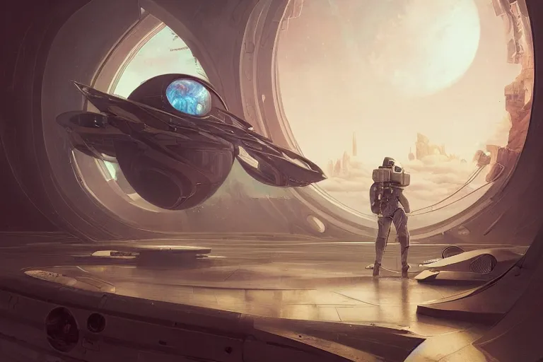 Image similar to a futuristic male astronaut looking at ancient renaissance athens through a time travel spaceship window, scifi, by wlop, peter mohrbacher, jakub rebelka, visually stunning, beautiful, masterpiece