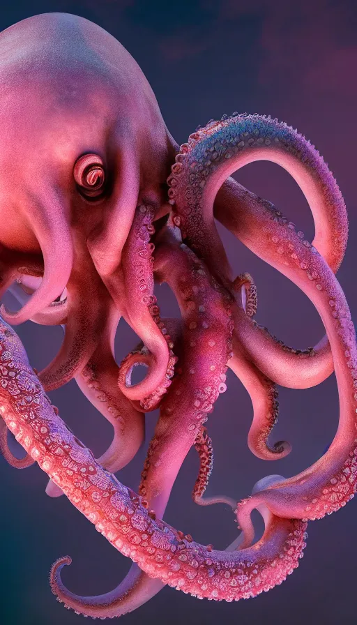 Image similar to A octopus centered-photograph of a pink elephant, film still, dynamic action pose, National Geographic, insane detail, intricate, highly detailed, Zeiss Lens, DSLR photography, smooth, sharp focus, Unreal Engine 5, Octane Render, Redshift, 8K