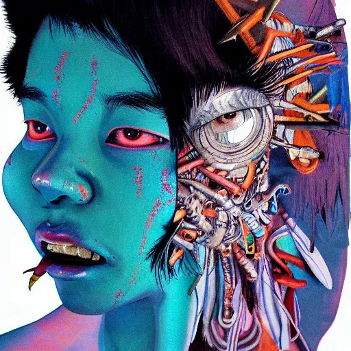 Prompt: teenage citizen portrait soft light painted by james jean and katsuhiro otomo and erik jones, inspired by tribal voodoo mask anime, smooth face feature, intricate oil painting, high detail illustration, sharp high detail, manga and anime 1 9 9 9