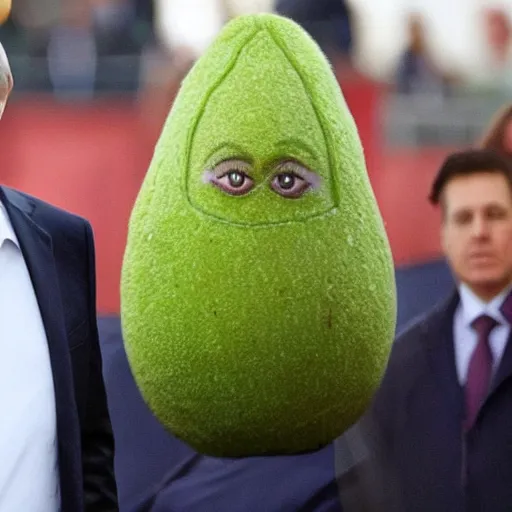 Image similar to vladimir putin dressed in a pink avocado costume