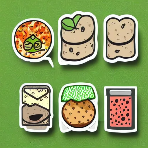 Prompt: a whatsapp stickers pack of lunch time,