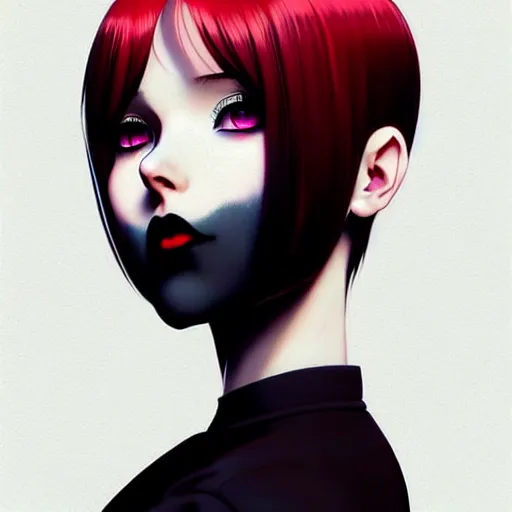 Image similar to a beautiful slim goth girl with blonde hair ignores you, art by ilya kuvshinov and lois van baarle and ross tran and range murata and artgerm and andy warhol, norman rockwell, digital art, highly detailed, profile picture, intricate, sharp focus, trending on artstation hq, deviantart, pinterest, unreal engine 5, 4 k uhd image