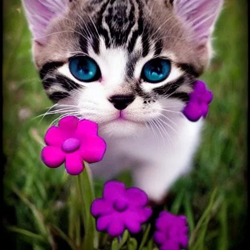 Prompt: flowerpunk kitten