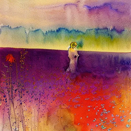 Prompt: Dreams of summer, watercolour painting by Mikalojus Konstantinas Čiurlionis