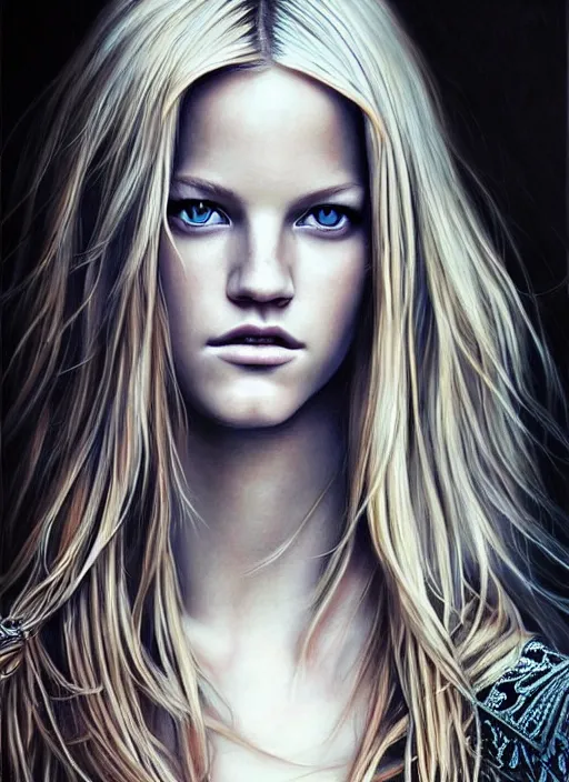 Image similar to portrait photo of a gorgeous young erin heatherton with intricate detailed dragon eyes in the style of stefan kostic realistic sharp