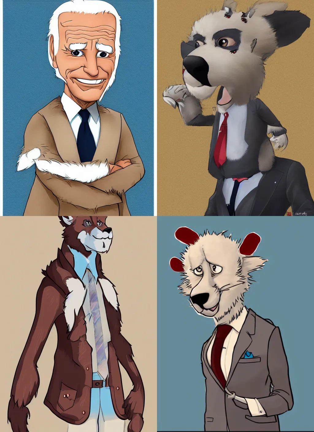 Prompt: anthropomorphic furry joe biden fursona, trending on furaffinity