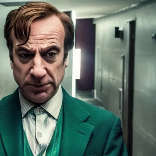 Prompt: A still of Saul Goodman in Joker (2019)