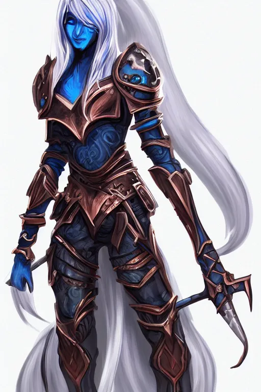 Image similar to a drow wearing copper armour, highly detailed, digital art, sharp focus, trending on art station, d & d, anime art style