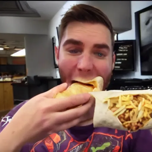 Image similar to Twitch Streamer Criken eating a burrito live on stream
