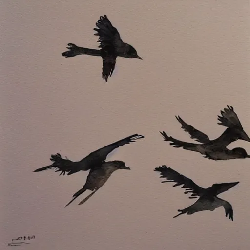 Prompt: “birds in flight, water colour”