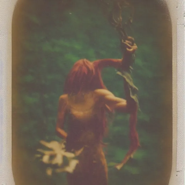 Image similar to mythical creature, vintage polaroid