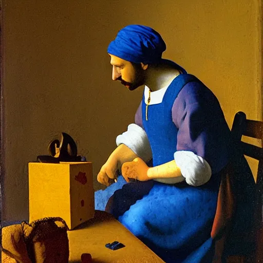 Prompt: mario by vermeer
