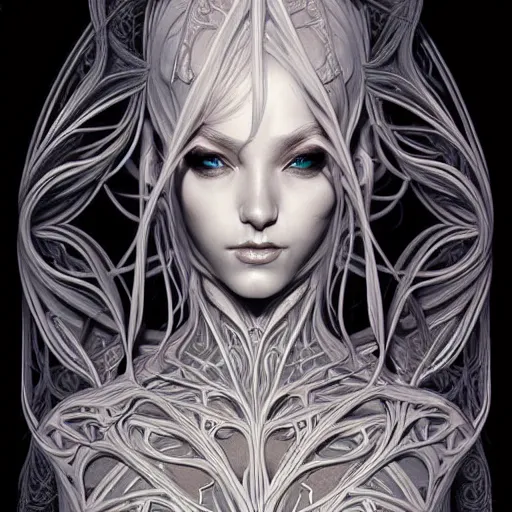 Image similar to digital art, centered elven ,intricate, veins, by James Jean and by artgerm , head and shoulders, ultradetailed, charachter design, concept art, trending on artstation,