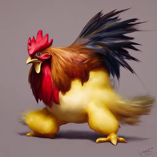 Prompt: expressive oil painting of rooster pikachu, smooth, by yoshitaka amano, by greg rutkowski, by jeremyg lipkinng, by artgerm, digital art, octane render