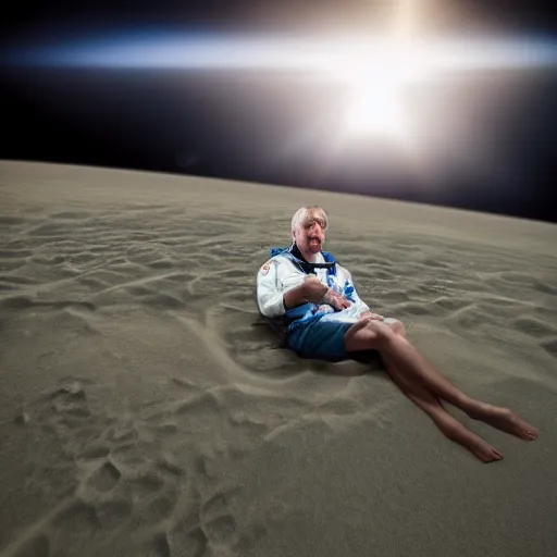 Image similar to an astronaut lounging in the beach, dramatic lighting, cinematic, extremly high detail, photorealistic, cinematic lighting, nasa footage