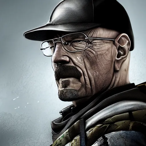 Prompt: walter white in rainbow six siege, realistic, accurate, detailed, hyper cinematic, epic, artstation, concept art, intricate