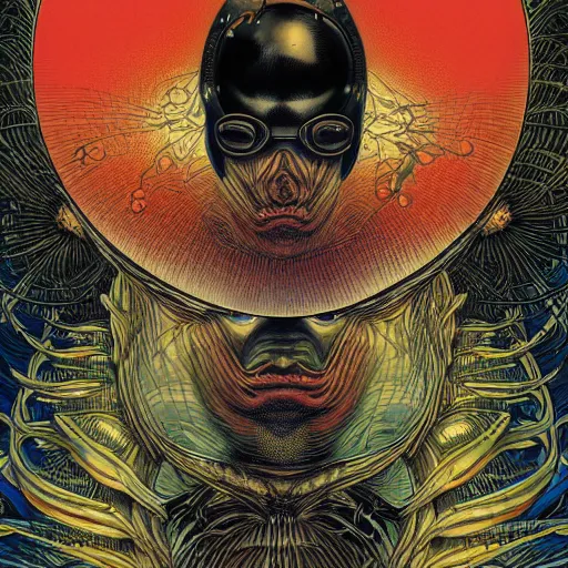 Image similar to portrait of crazy black fly man, symmetrical, by yoichi hatakenaka, masamune shirow, josan gonzales and dan mumford, ayami kojima, takato yamamoto, barclay shaw, karol bak