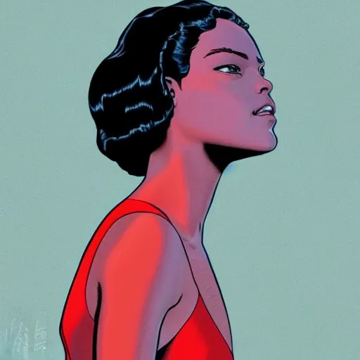 Image similar to tessa thompson retro minimalist portrait by jean giraud, moebius starwatcher comic, 8 k