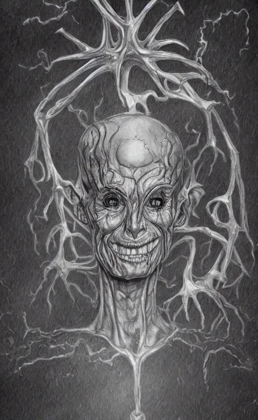 Image similar to full body portrait of Vecna from stranger things in the upside down, dynamic lighting, photorealistic, fantasy concept art, ambient lighting, atmospherical, stunning visuals, creative, cinematic, ultra detailed, trending on art station