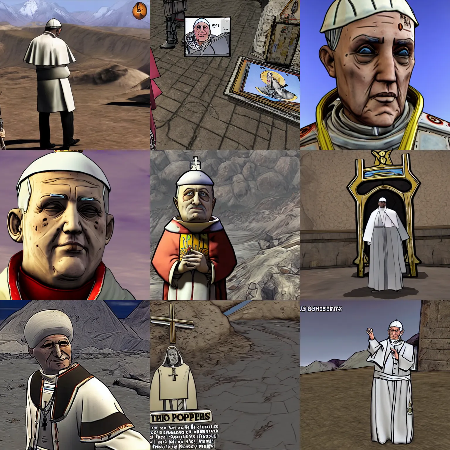 Prompt: the pope in borderlands