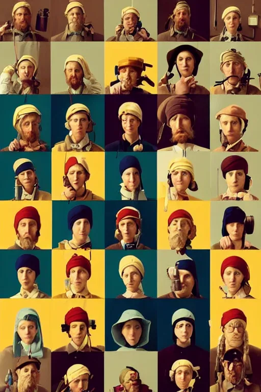 Image similar to beautiful wes anderson color palette movie 3 5 mm film still, only one head single portrait team fortress 2 scout the girl with the pearl earring as the team fortress 2 scout team fortress 2 scout team fortress 2 scout scout team fortress 2 scout, absurdly beautiful, elegant, photographic ultrafine hyperrealistic detailed face wes anderson, vintage, retro,