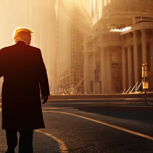 Image similar to donald trump, dramatic lighting, cinematic, establishing shot, extremely high detail, foto realistic, cinematic lighting, post processed, concept art, high details, cinematic, 8k resolution, beautiful detailed, photorealistic, digital painting, artstation, concept art, smooth, sharp focus, artstation trending, octane render, unreal engine