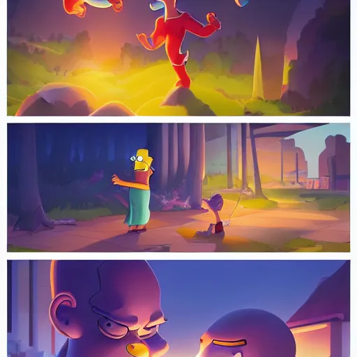 Prompt: hero world the simpsons, behance hd by jesper ejsing, by rhads, makoto shinkai and lois van baarle, ilya kuvshinov, rossdraws global illumination