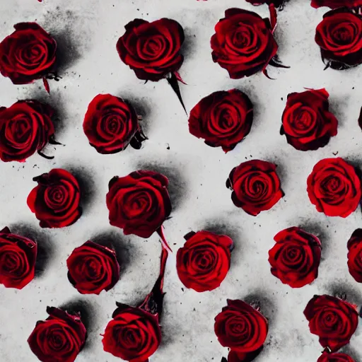 Image similar to black and red scorched roses, photography