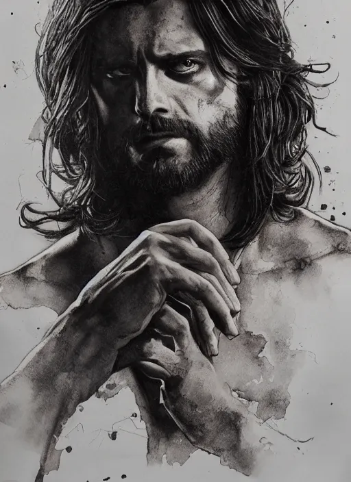 Prompt: portrait, Jesus as a cop in an 80s action movie, watercolor, dramatic lighting, cinematic, establishing shot, extremely high detail, foto realistic, cinematic lighting, pen and ink, intricate line drawings, by Yoshitaka Amano, Ruan Jia, Kentaro Miura, Artgerm, post processed, concept art, artstation, matte painting, style by eddie mendoza, raphael lacoste, alex ross