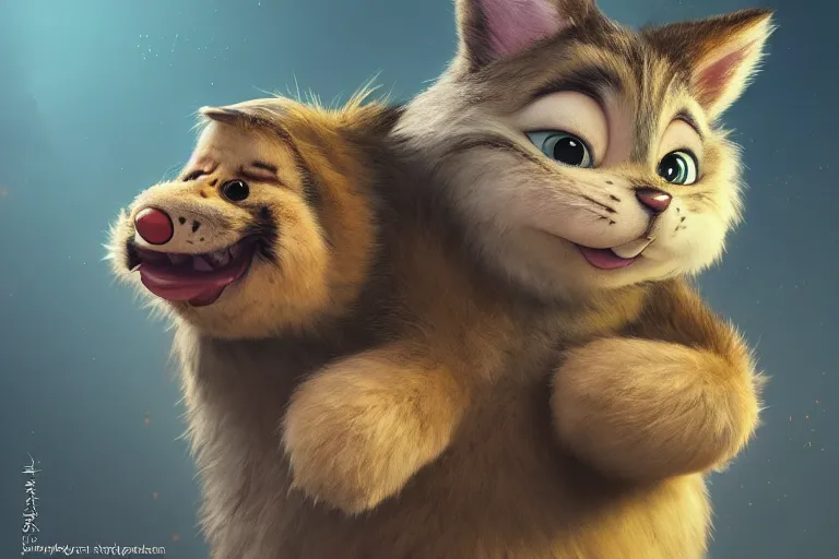 Prompt: The fluffiest little fur creature in the world, hybrid cat bear turtle , fullbody, oil painting, disney, zootopia, Greg Rutkowski, Charlie Bowater, unreal 5, DAZ, hyperrealistic, octane render, RPG portrait, dynamic lighting, fantasy art, beautiful face