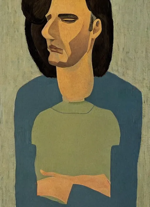 Image similar to a painted portrait of a man, art by felice casorati, aesthetically pleasing and harmonious natural colors, expressionism, natural light, fine day, portrait