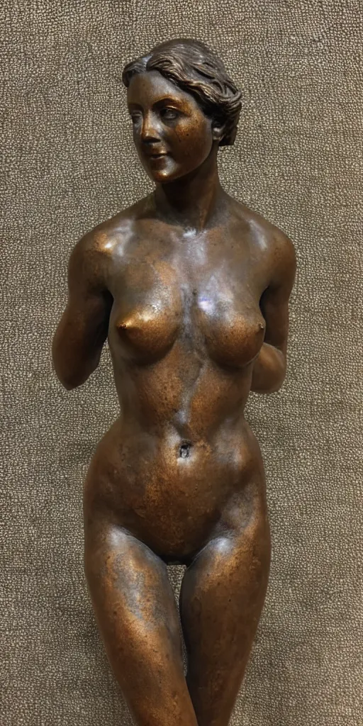 Image similar to detailed photo of an old bronze patina statue of most beautiful woman, full body portrait, various bending poses, photorealism, intricate detail, museum diffuse lighting