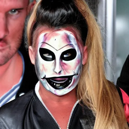 Image similar to katie price purge mask, creepy