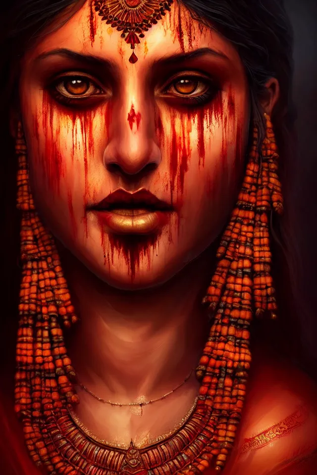 Image similar to epic professional digital art of beautiful indian 🧟♀👰♀, ambient lighting, painted, impressive, leesha hannigan, wayne haag, reyna rochin, perfect face, symmetrical, best on artstation, cgsociety, wlop, pixiv, stunning, gorgeous, much wow, cinematic, masterpiece
