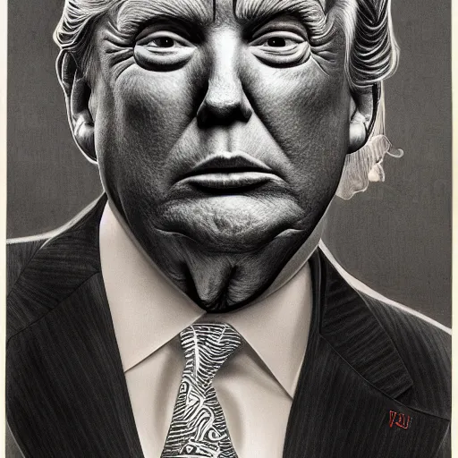 Prompt: donald trump with reptilian skin, highly detailed portrait