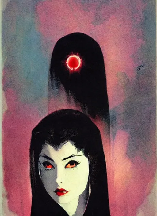 Image similar to svelt iranian korean vampiress, jeweled veil, strong line, saturated color, beautiful! coherent! by frank frazetta, high contrast, minimalism