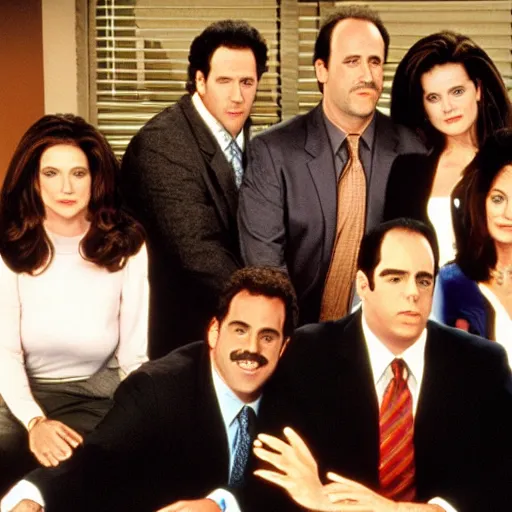 Image similar to The cast of Seinfeld on the office TV show