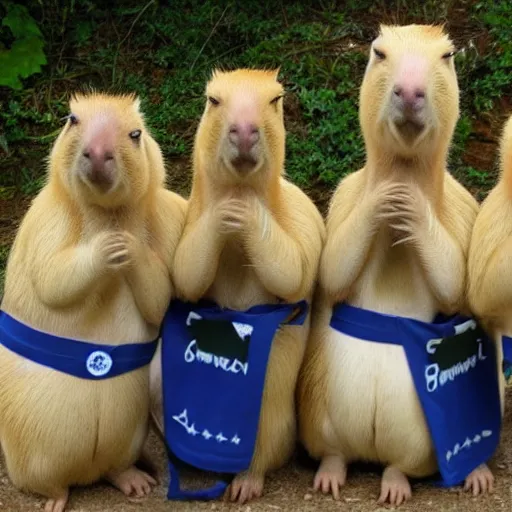 Image similar to capybaras in a barbershop quartet,