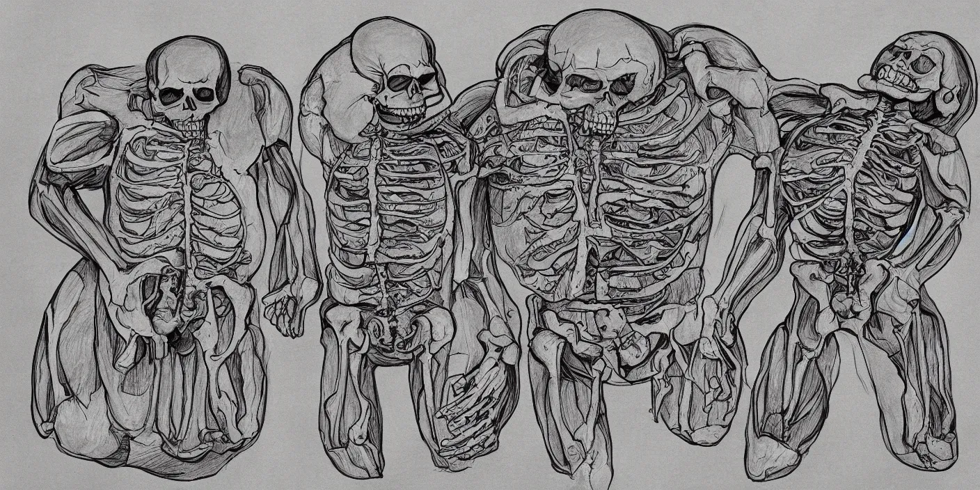 Image similar to kool - aid man and skeleton anatomical drawing highly detailed illustration