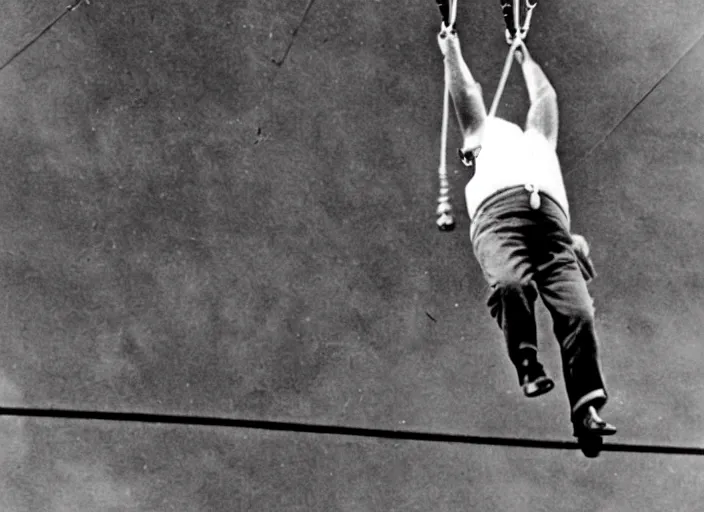 Image similar to Adolf Hitler gets stuck on a zipline at the 1936 Berlin Olympics