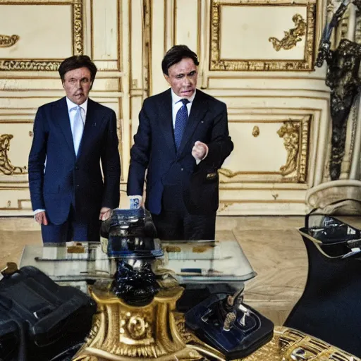Prompt: God emperor Giuseppe Conte ruling the wasteland
