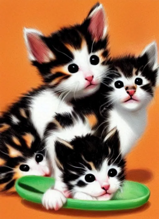 Image similar to clear photorealistic picture of adorable kittens made out of sushi