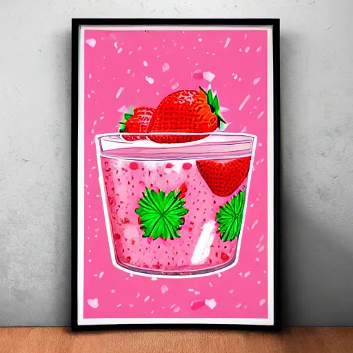 Image similar to a hyperdetailed strawberry milk poster, 4 k hd wallpaper illustration, package cover